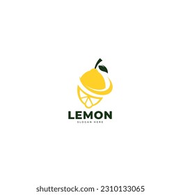 línea fresca de limón fruta arte diseño de logotipo colorido símbolo vectorial ilustración icono