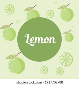 fruit, lemon fresh fruit organic healthy food label vector illustration