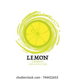 fruit lemon graphic element design logo key visual water splash background 