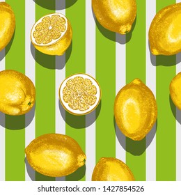 fruit lemon seamless texture, Wallpaper, background hand drawn vector illustration sketch color