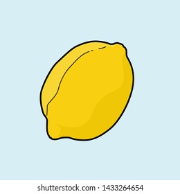 Fruit: Lemon in yellow colour with black outline