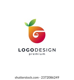 fruit and letter G for farm, plantation or agriculture logo design	