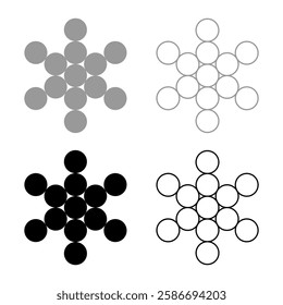 Fruit of life symbol Sacred geometry set icon grey black color vector illustration image solid fill outline contour line thin flat style