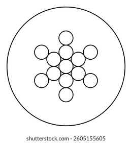 Fruit of life symbol Sacred geometry icon in circle round black color vector illustration image outline contour line thin style simple