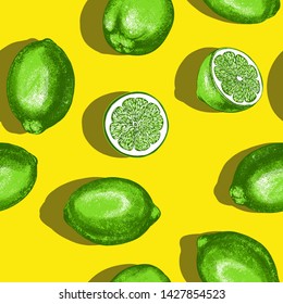 fruit lime seamless texture, Wallpaper, background hand drawn vector illustration sketch color