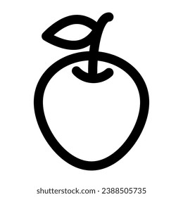 Obst. Liniensymbol von Apfel mit Blatt auf isoliertem Hintergrund. Bearbeitbare Umrisse.Vektorgrafiken.
