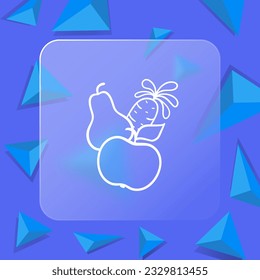 Fruit line icon. Apple, pear, healthy food, diet, fructose, syrup. Glassmorphism style. Vector line icon