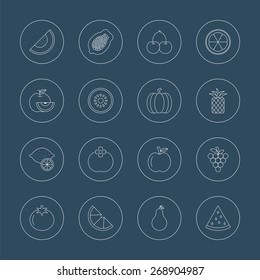 fruit line icon set