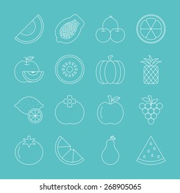 fruit line icon set