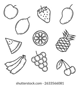 fruit line icon set illustration