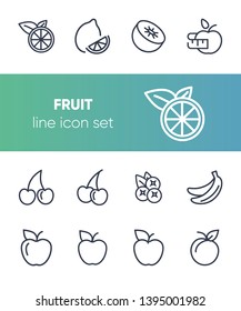 Fruit line icon set. Lemon, apple, cherry. Food concept. Can be used for topics like vegan diet, organic nutrition, health care