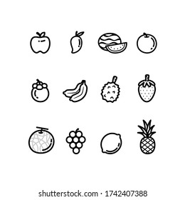 fruit line icon set. Vector Collection of Isolated Fruit Outline Icons.
