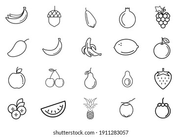Fruit line icon set vector illustration