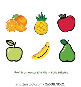 Linha de fruta ícone conjunto vetor coleção de alimentos frescos simples