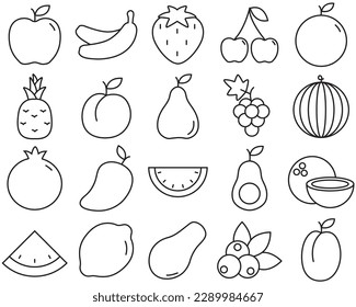 Iconos de línea de fruta. Logo de la fruta, vector