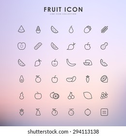 fruit line icons on gradient background