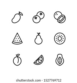 Fruit line icons set, outline style. Vector Illustration