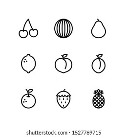 Fruit line icons set, outline style. Vector Illustration