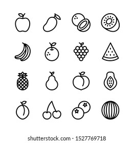 Fruit line icons set, outline style. Vector Illustration