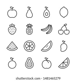 Fruit line icons set vector illustration