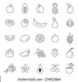 Fruit Line Icons Set.Vector