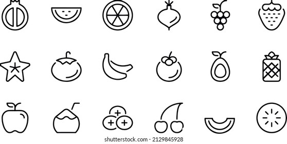 Diseño vectorial de iconos de línea de fruta 