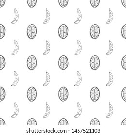 fruit line white and black pattern. Tropical fruits home textile design background