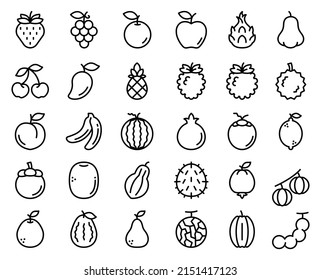 Fruit linear icon set, Vector, Illustration.