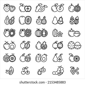 Fruit linear icon set, Vector, Illustration.