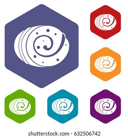 Fruit loaf icons set hexagon isolated vector illustration