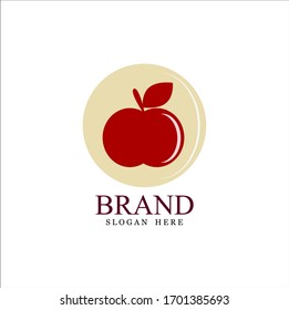 Fruit logo, apple logo. red apple with circle, brand and white background