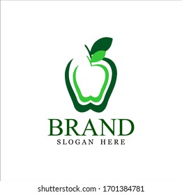 Logo de la fruta, logo de la manzana. dos manzanas verdes con fondo blanco y blanco