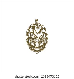 fruit logo combined with devil's face. the shape is unique and luxurious