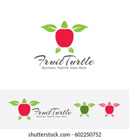 Fruit logo design. Animal, Turtle, Fresh and Health logo concept. Vector logo template