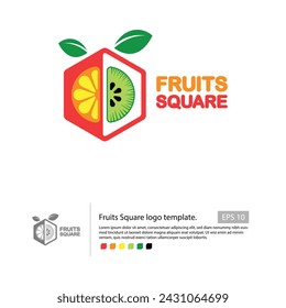 fruit logo in a flat and simple style with bright colors in a polygonal shape