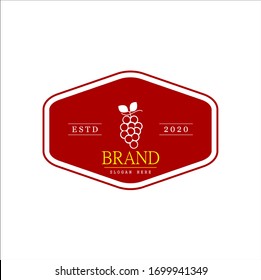 Fruit logo, Grape logo, white grapes  with  red frames, brand and white background