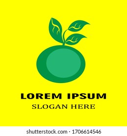 icono del logotipo de la fruta con forma de hoja sobre fondo amarillo
