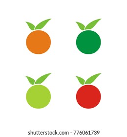 Fruit logo, fruit icon, tomatoes logo, orange logo design template  vector illustration 