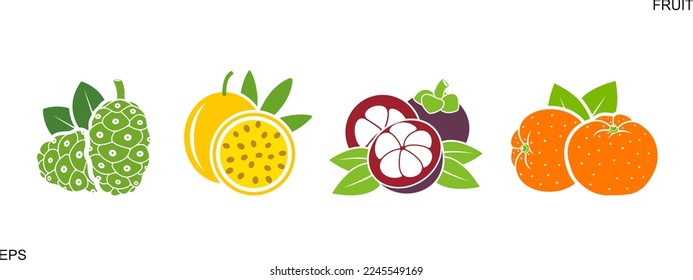 Logo de la fruta. Frutos aislados sobre fondo blanco