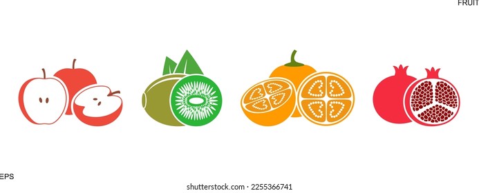 Logo für Obst. Einzelfrucht auf weißem Hintergrund