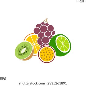 Logo de la fruta. Frutos aislados sobre fondo blanco