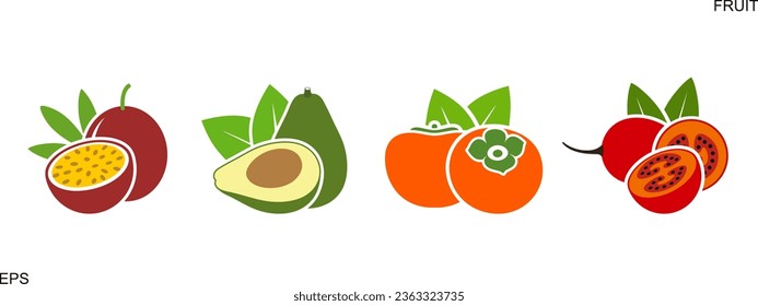 Logo de la fruta. Frutos aislados sobre fondo blanco