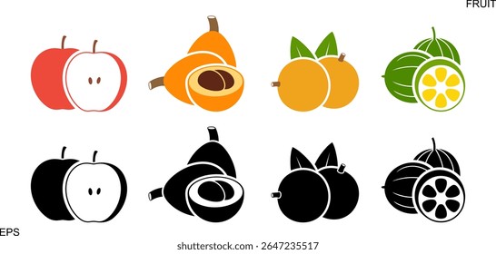 Logotipo de la fruta. Fruta aislada sobre fondo blanco