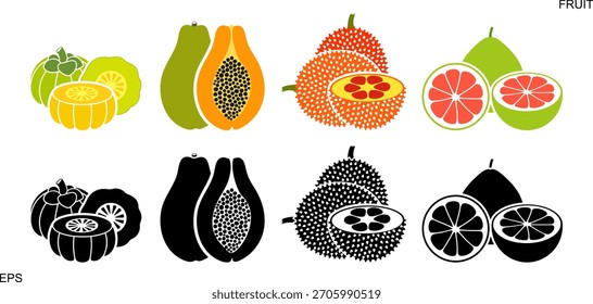 Logotipo de la fruta. Fruta aislada sobre fondo blanco