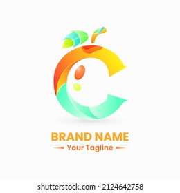 fruit logo letter c. orange, modern, pictogram, gradient, colorful, elegant and clean. suitable for logos, icons, symbols and signs