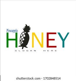  Fruit logo, pineapple logo. pineapple with initial"HONEY" and white background 