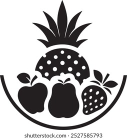 logotipo da fruta silhueta vetor design com branco