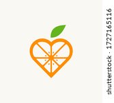 Fruit logo template. Heart shaped orange