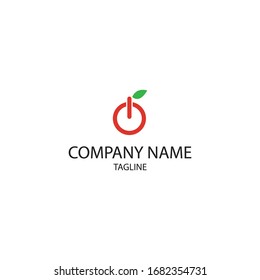 logo de fruta con el elemento del botón de encendido. Se puede utilizar para iconos.