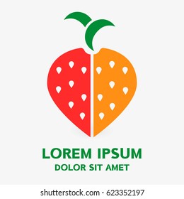Fruit logo vector . Strawberries . Citrus . Vector illustration isolated on background .
